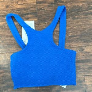 Zara Vibrant Blue Textured Crop Top
